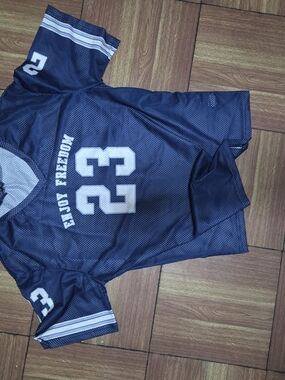 SHEIN Navy Blue Mesh Football Jersey with White Accents